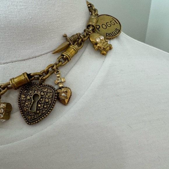 RARE - POGGI PARIS Signed charm necklace with a cross cross, dagger - Picture 5 of 5